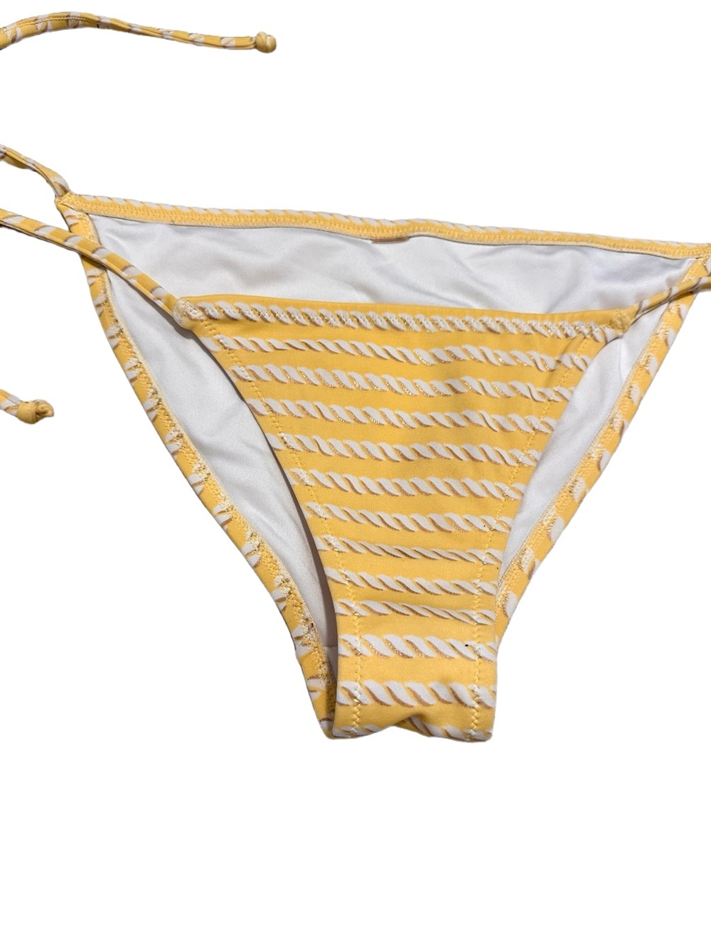 Victoria’s Secret Yellow Bikini Bottom with White & Gold Print